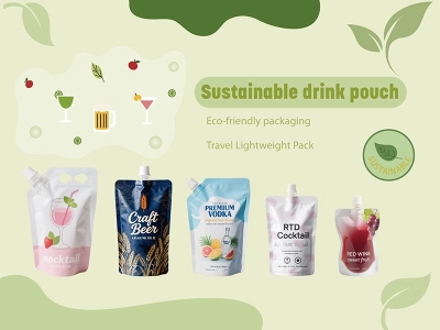 Sustainable drink pouches for cocktails wine beer premium spirits